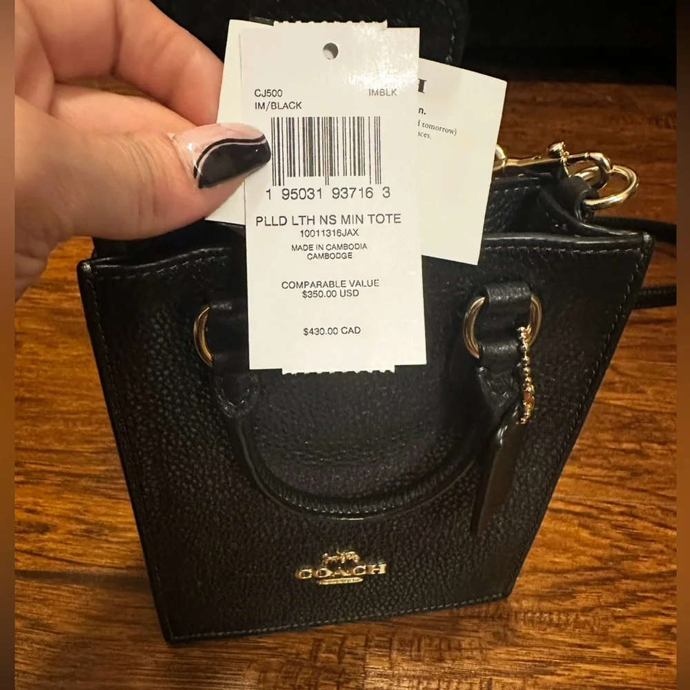 Coach Black Pebbled Leather Mini Crossbody Bag, NWT - Picture 3 of 3